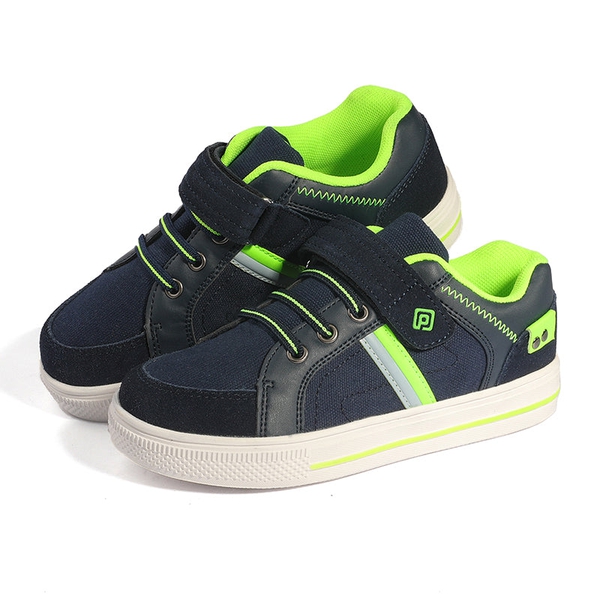 Kids Lightweight Fashion Sneakers - NAVY NEON GREEN - 4